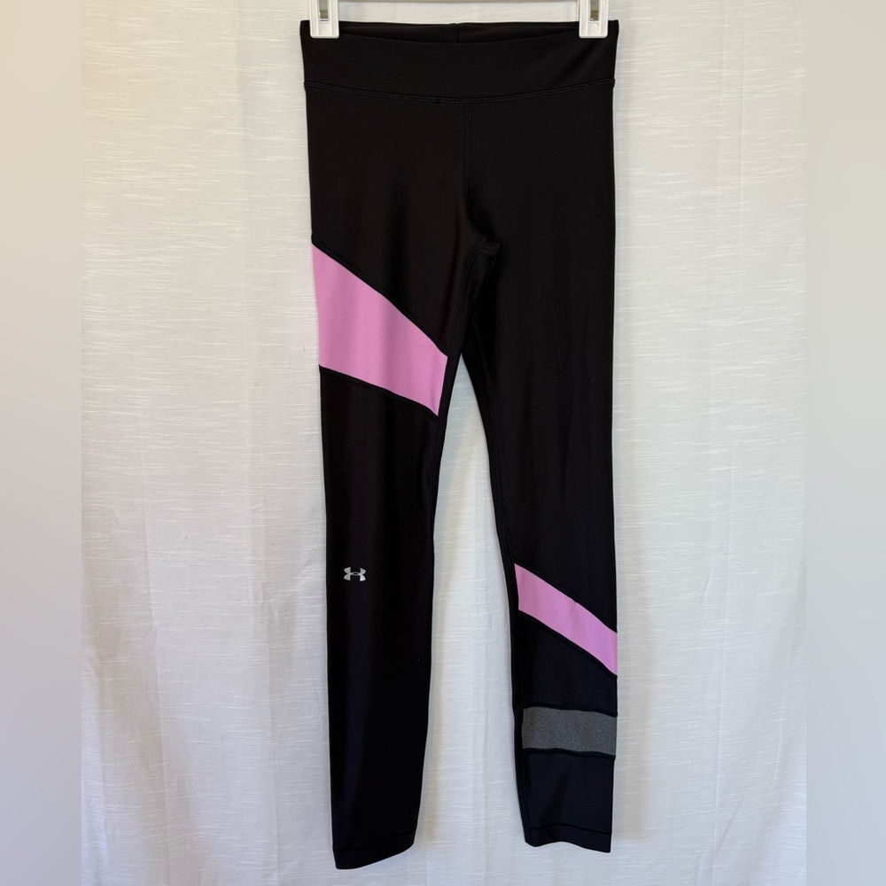 Under Armour Women's Leggings - Black & Optic Purple HeatGear